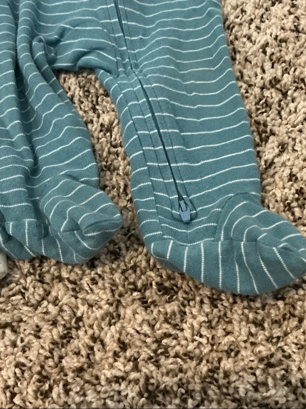 Bundle of One-Piece Footed Pajama - Gray Moon & Teal Stripes